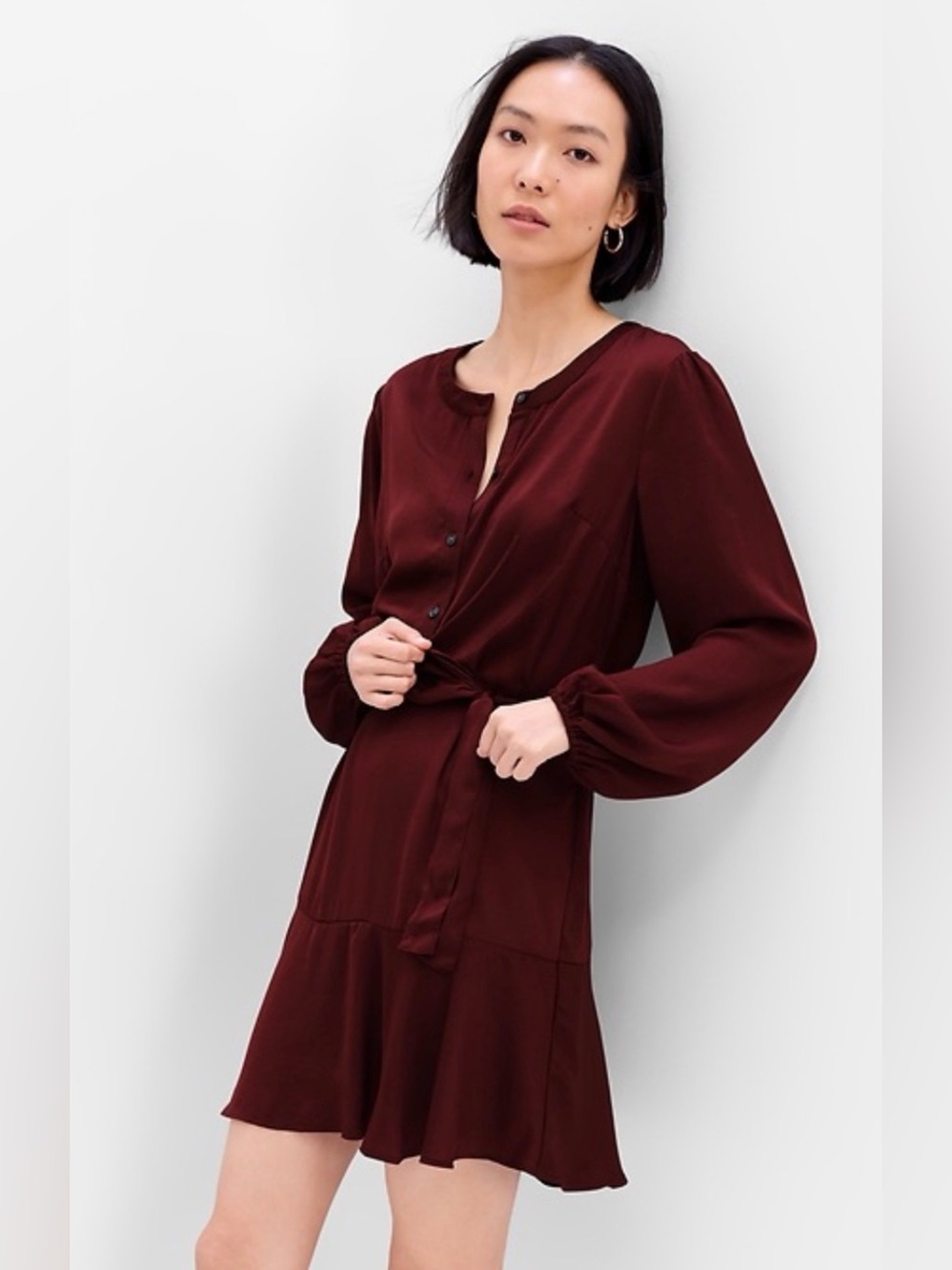 Gap Button Front Mini Dress in Cherry Oak Size Large NWT - C60-013